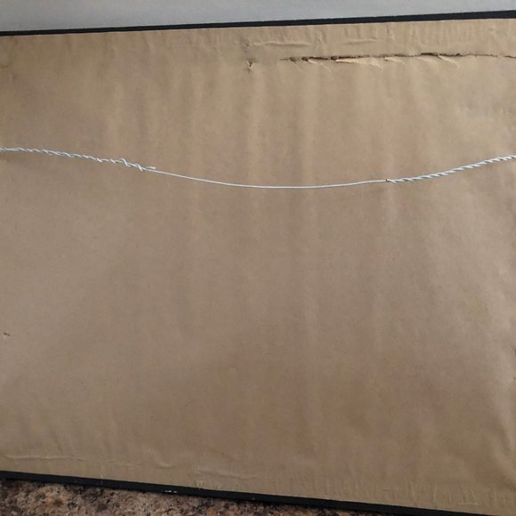 Needlework embroidery yarn art picture boat tree water people landscape - Picture 7 of 7